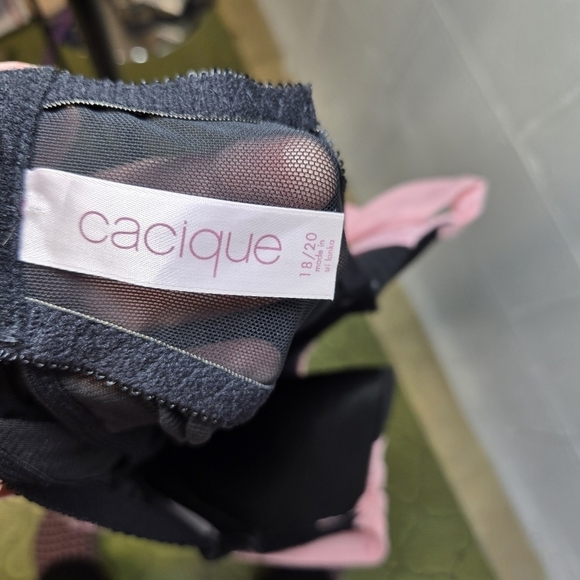 Cacique pink black ruffle coquette babydoll lingerie chemise - Picture 2 of 9